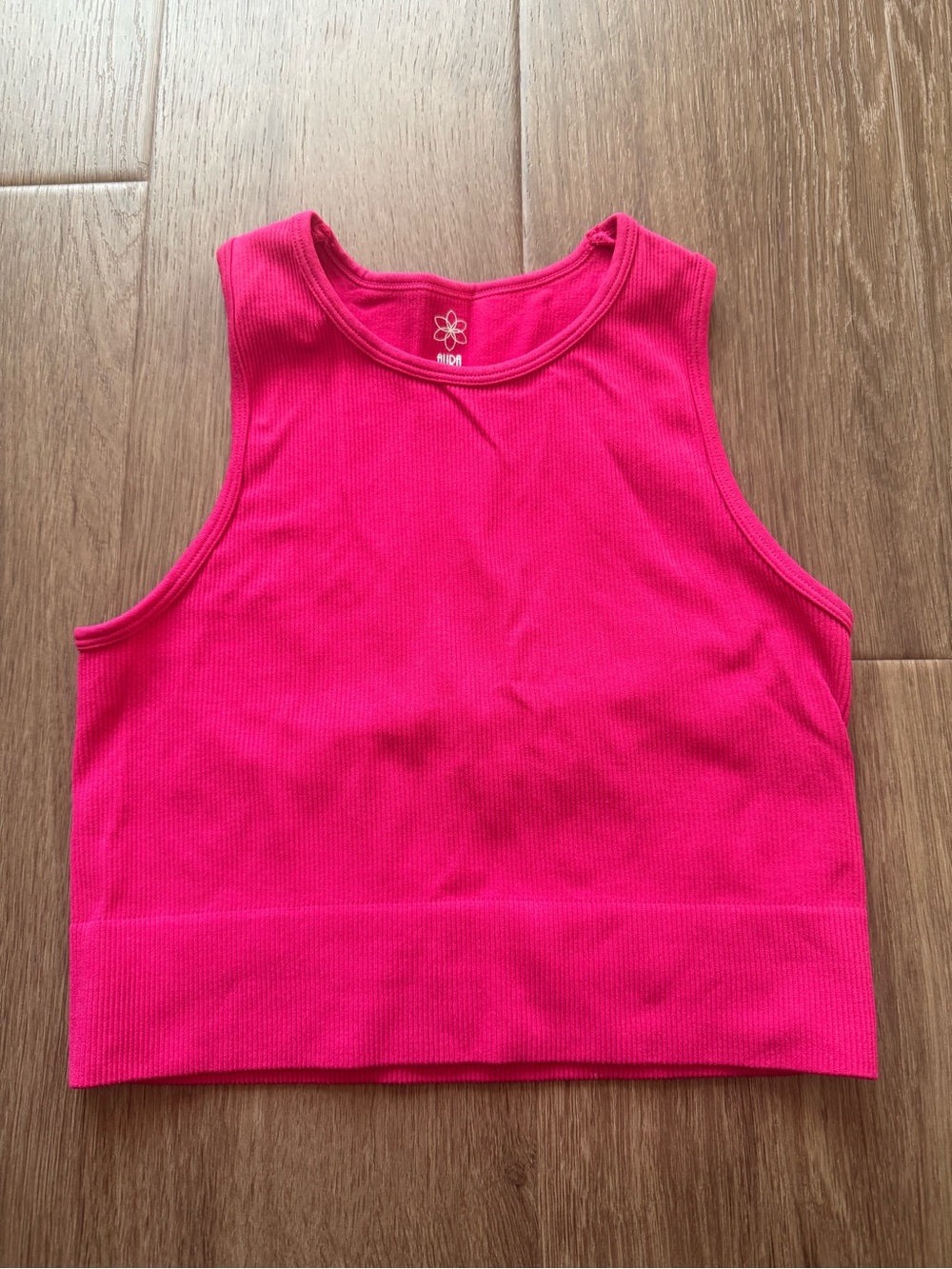 Aura Hot Pink Ribbed Crop Tank Top